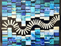 Sol Guillon, El sonido del agua, téc. mixta sobre madera aglomerada, 40 x 40 cm., 2020